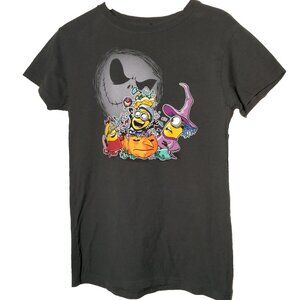 Tee Fury Halloween T Shirt Juniors XXXL Nightmare Before Christmas Minions Gray